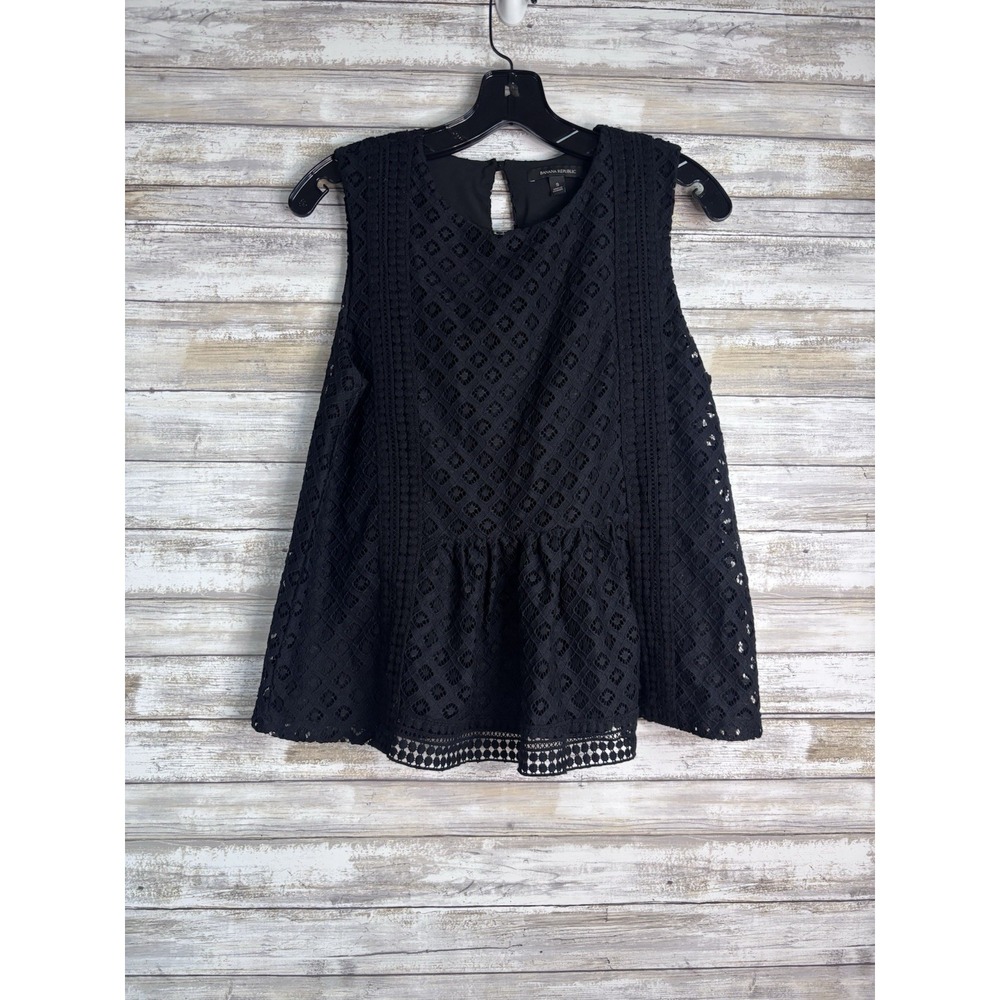 Banana Republic womens sleeveless top black exclusive decoration Lace size S